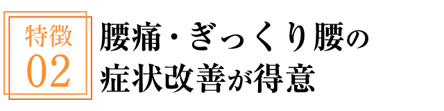 腰痛・ぎっくり腰の症状改善が得意